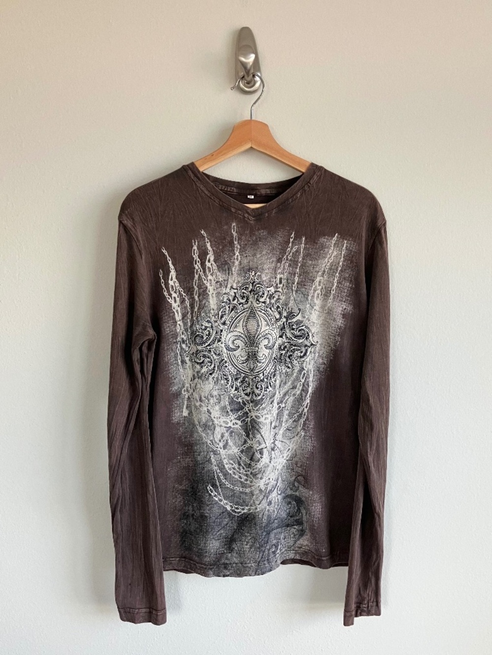 Vintage Y2K Cowgirl Legend Rhinestone Fleur-De-Lis Long Sleeve Top Size XL